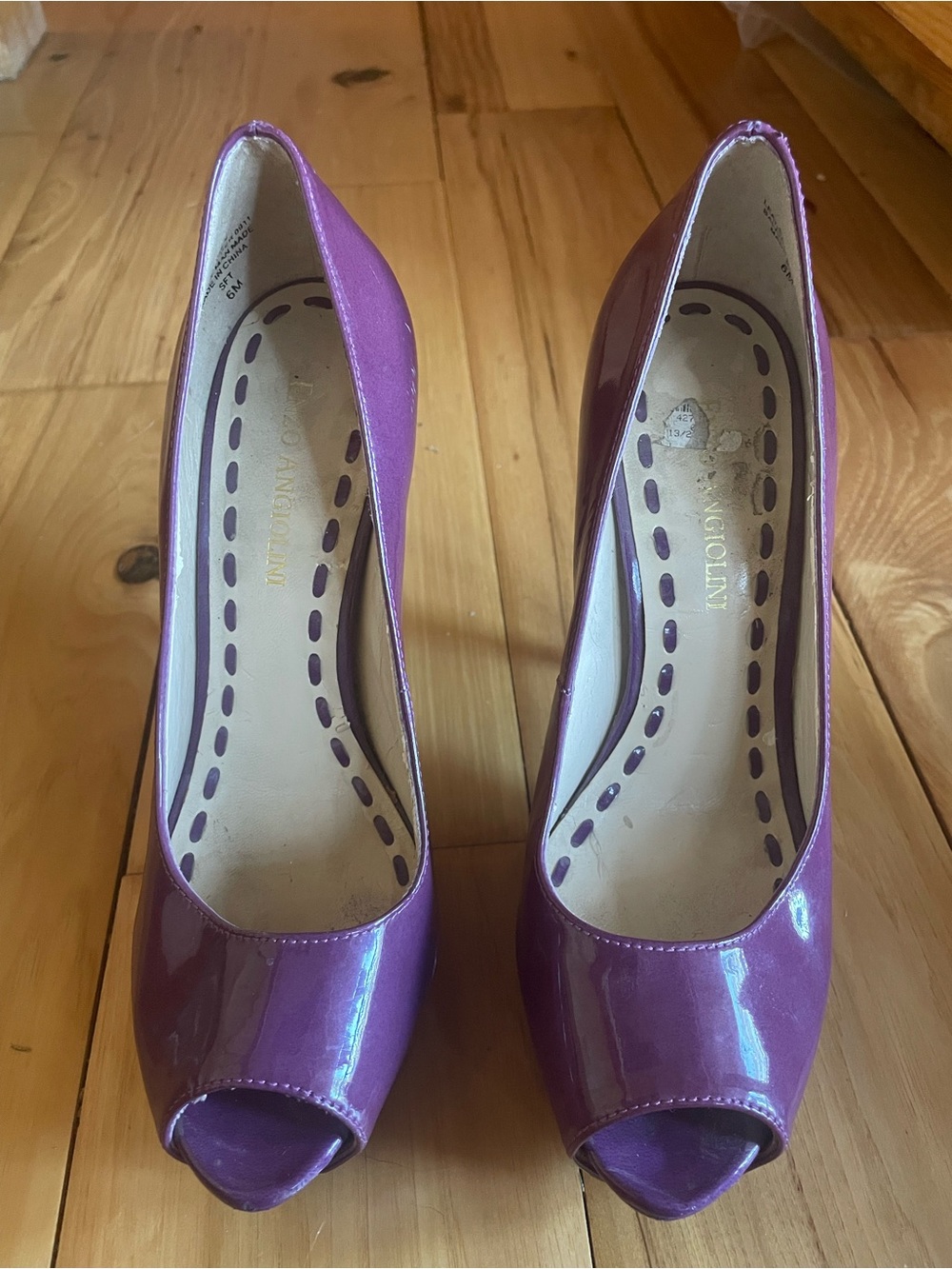Enzo Angiolini Purple Patent Peep-Toe Heels